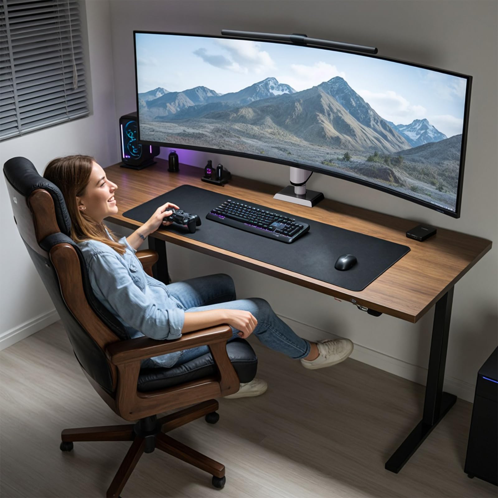 PUTORSEN Supporto per monitor da 17 – 49 pollici, supporto singolo per braccio per monitor può contenere 2 – 18 kg, regolazione dell'altezza senza sforzo con inclinazioni, girevole, girevole, VESA 75