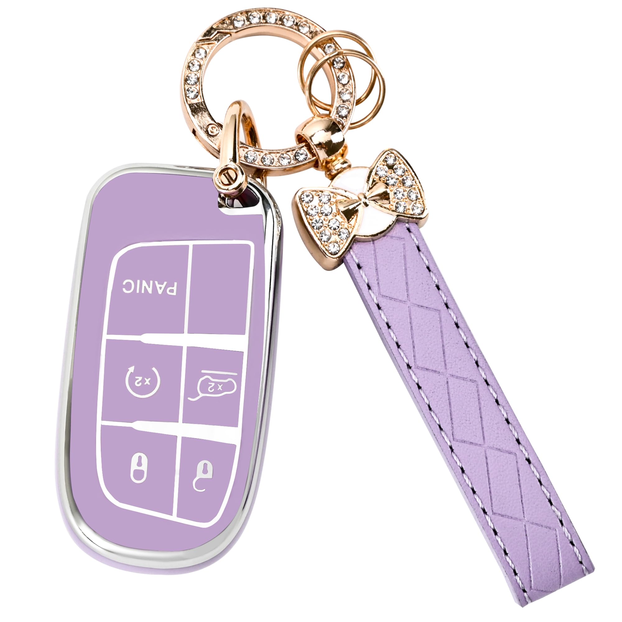 for Dodge Challenger Key Fob Cover - 3 4 5 Buttons Soft TPU Key Fob Case for Durango Charger Jeep Grand Cherokee Renegade Compass Comander Full