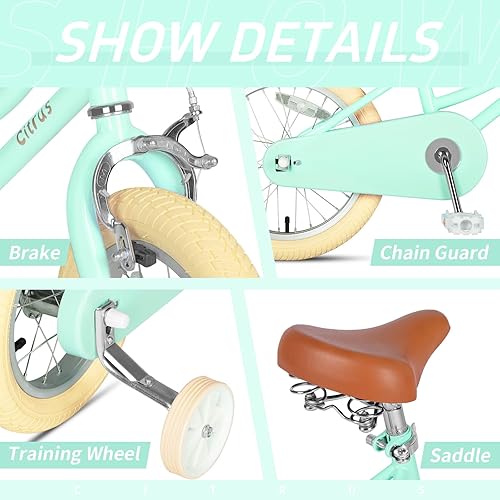 Miniatura 2 de Bicicleta para niños de 2 a 12 años de edad, niñas y niños de 12, 14, 16, 18 y 20 pulgadas, bicicletas retro con ruedas de entrenamiento, anillo de