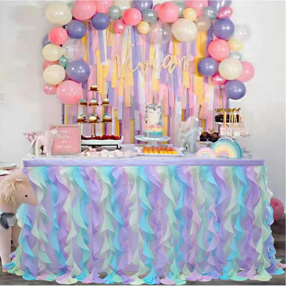 77 cm w kształcie fali siatka puszysta tutu tiulowa spódnica stołowa szyfonowa spódnica stołowa ślub na baby shower impreza falbana plisowana spódnica na stół