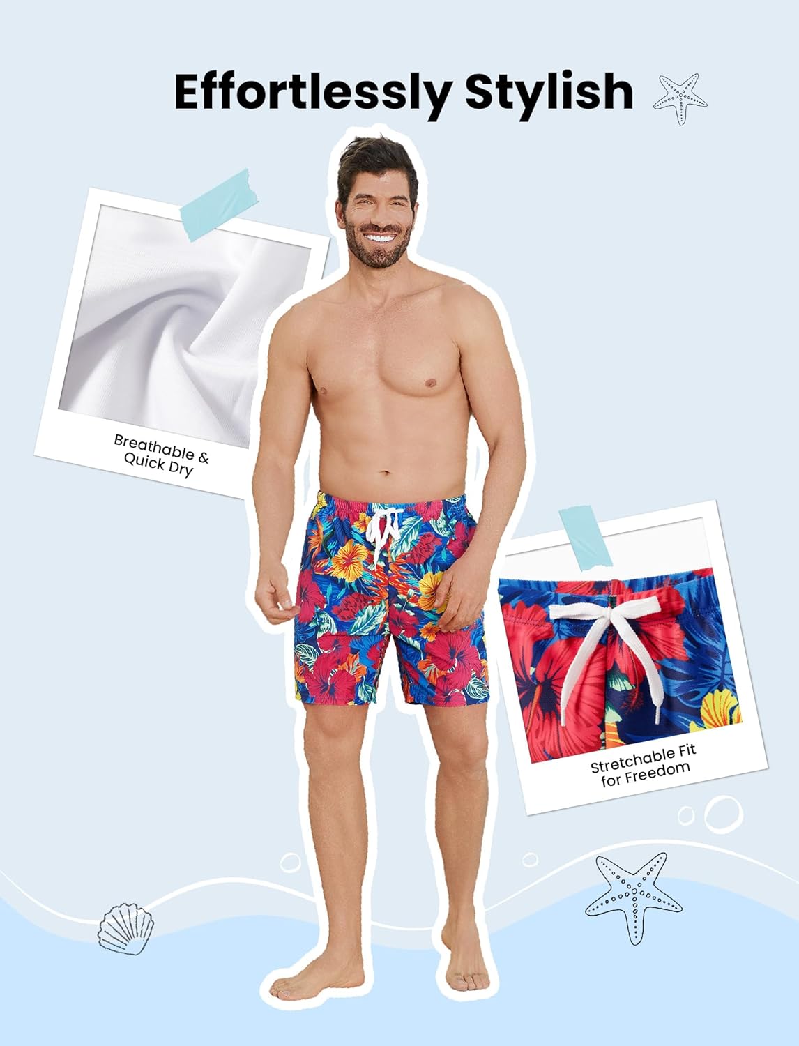 Family Matching Solid Scallop Trim Strappy Two-Piece Swimsuit and Allover Floral Print Swim Trunks Shorts