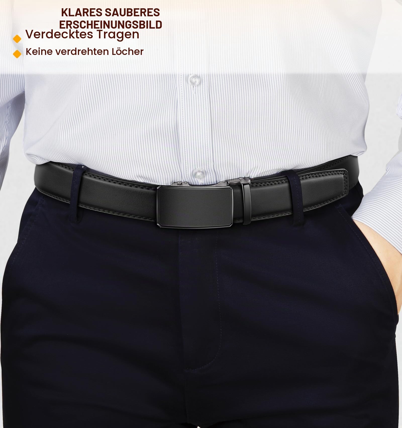 KEMISANT Gürtel Herren 2er Pack, Leder-Ratsche-Gürtel 3,5cm,Größe Angepasst