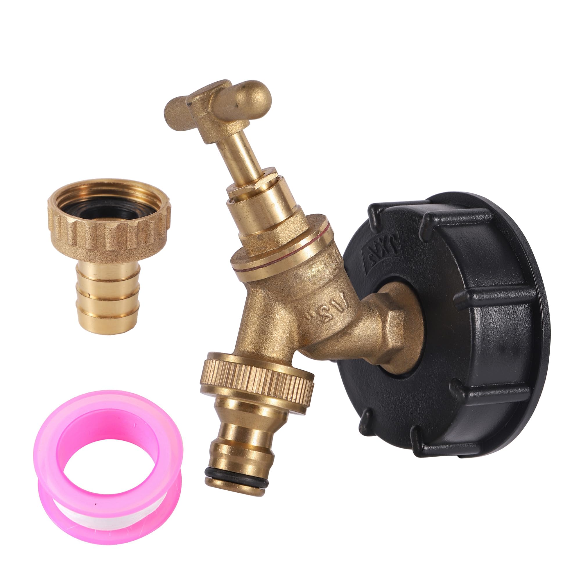 Mosiężny kran do zbiornika IBC S60X6, adapter G1/2", narzędzie zaworu z zaworem kulowym kranu węża ogrodowego(4293)