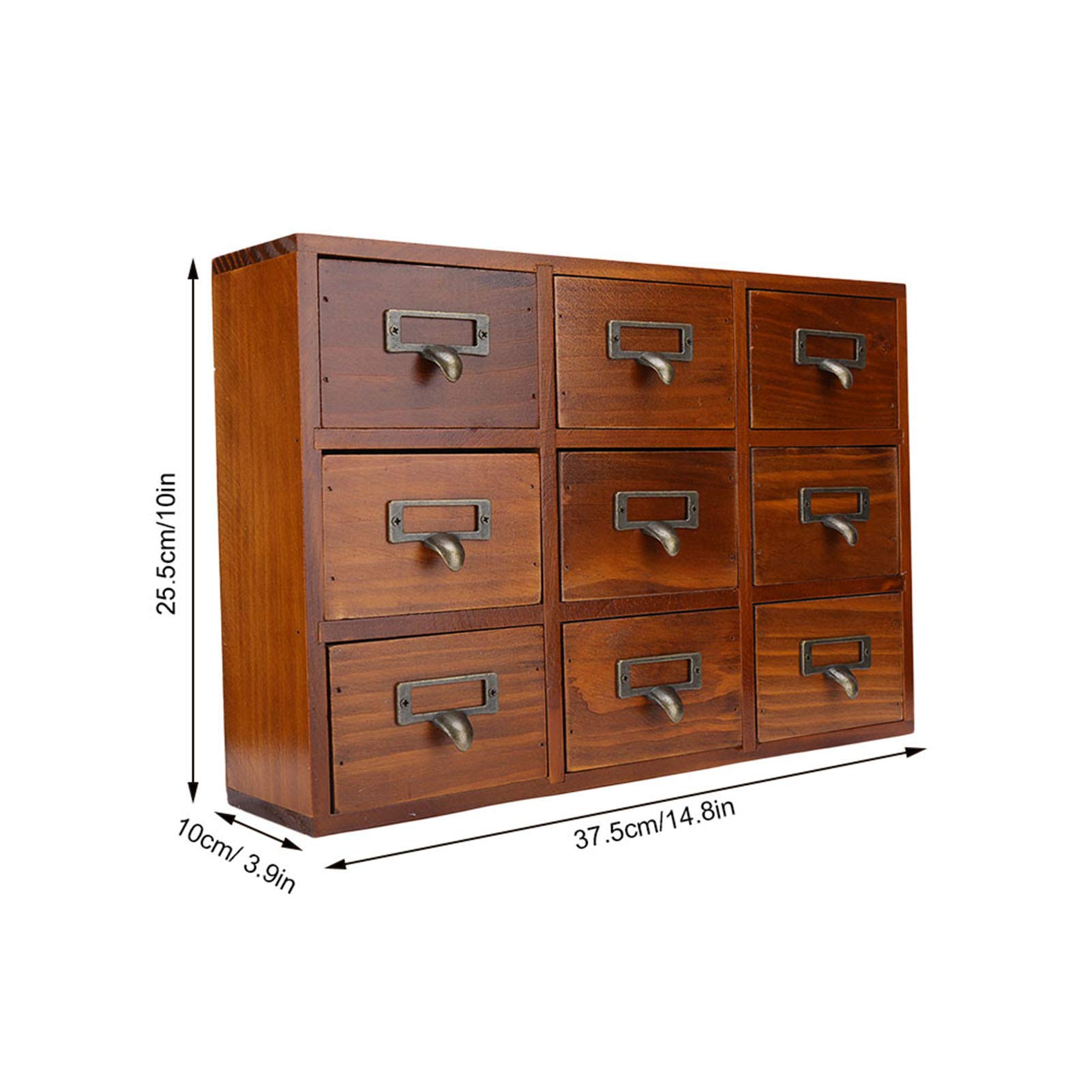 Organizer da Scrivania Vintage in Legno con 9 Cassetti, Armadietto da Farmacia da Tavolo, Cassapanche e Armadietti da Farmacia, Mobili Vintage per Medicinali - Blu (5042-01-(nove