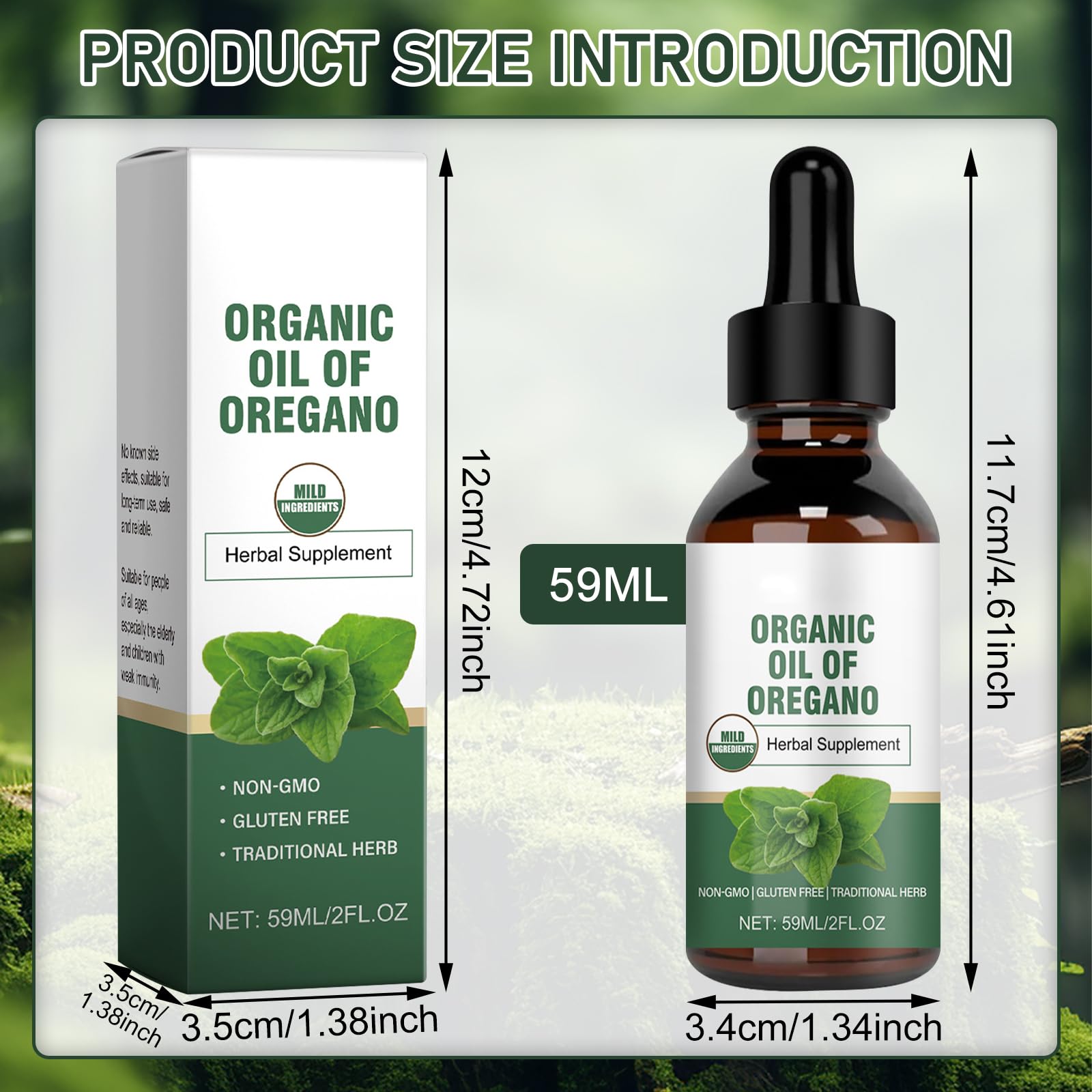 Olio di origano biologico 59 ml, olio di origano, adatto per bambini e adulti