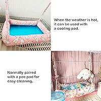 Vista 3 de Hamaca de conejo, columpio para animales pequeños, hamaca colgante con 2 almohadillas, hamaca para mascotas, columpio para conejos, cobayas