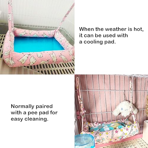 Miniatura 3 de Hamaca de conejo, columpio para animales pequeños, hamaca colgante con 2 almohadillas, hamaca para mascotas, columpio para conejos, cobayas,