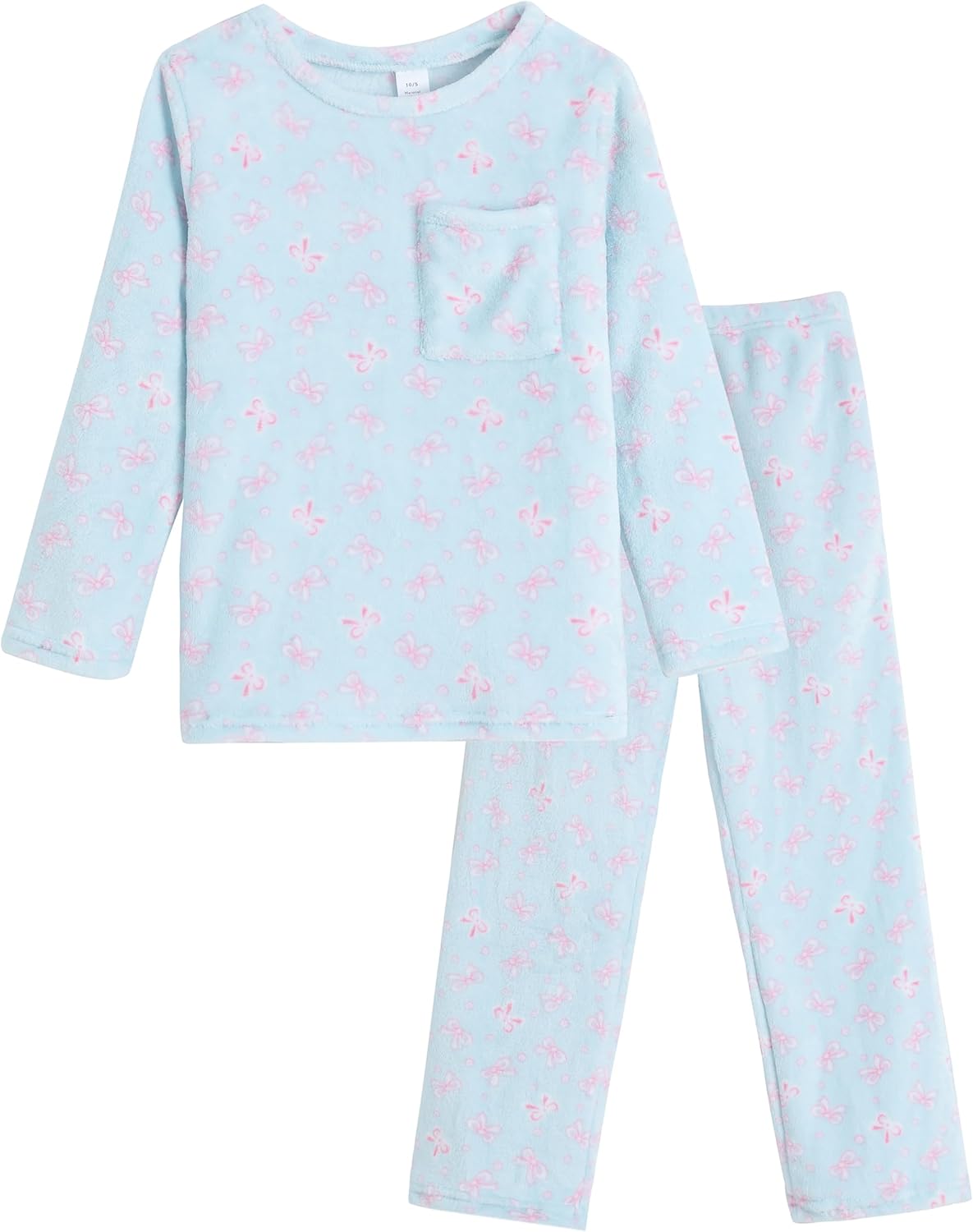 Girls Round Neck Flannel Pajama Sets Winter Long Sleeve Long Pants Cattoon Plush Sleepwear Nighty Size 8 to 16