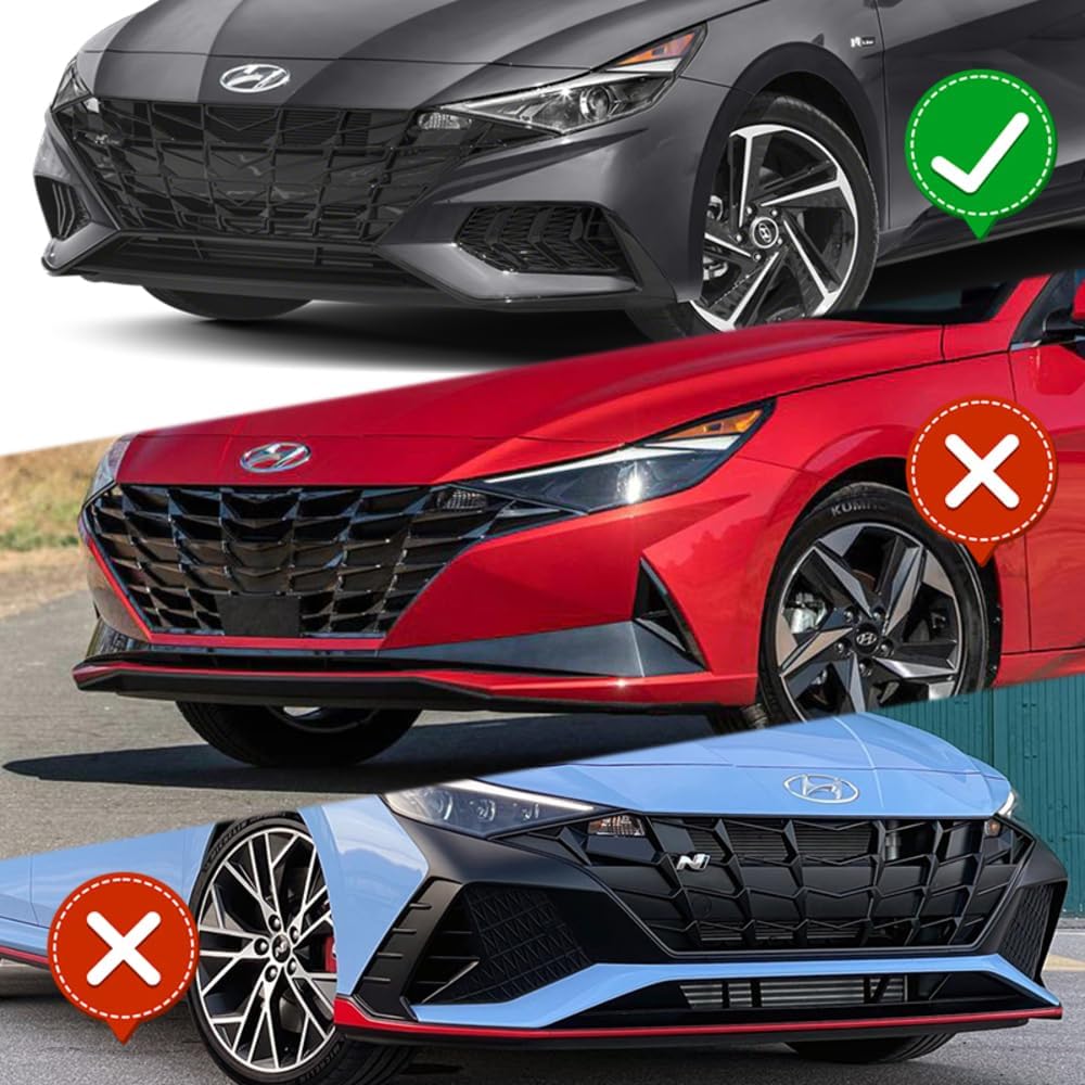 Q1-TECH, 9PCS Front Bumper Lip & Side Skirt Extensions Diffuser Compatible with 2021-2023 Hyundai Elantra N-Line Model Only, Front Lip Air Chin Body Kit Spoiler Splitter ABS (Painted Black)