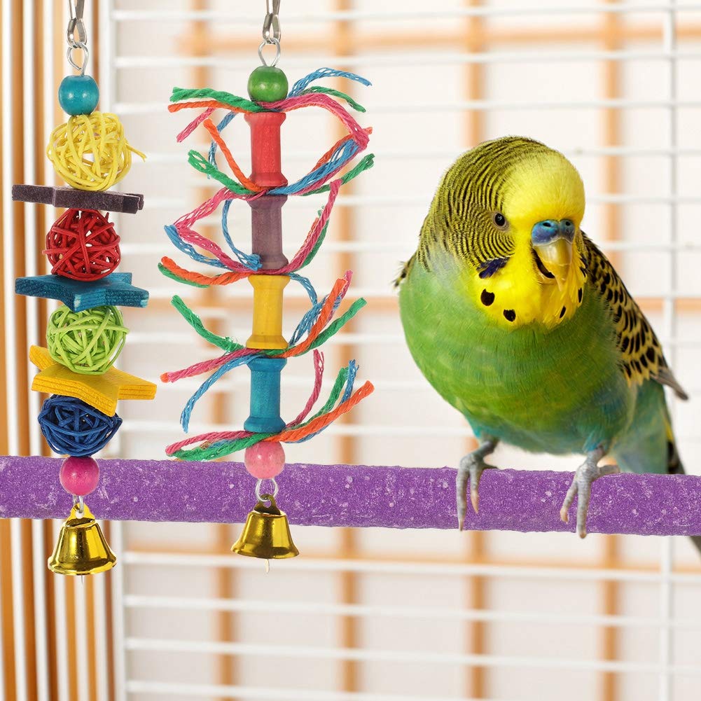 5 Pezzi Posatoi Pappagalli Giochi per Pappagalli Uccello Giocattolo di Masticare Domestico Piattaforma Pulizia della Zampa Giocattoli di Pappagallo