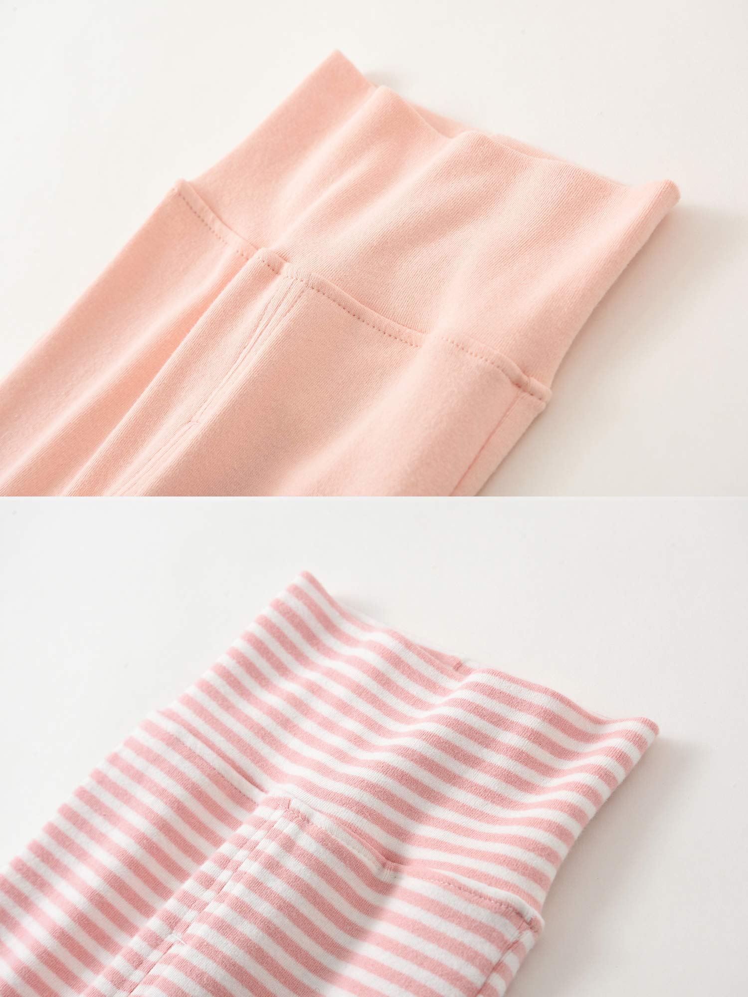 BINIDUCKLING Lot de 3 pantalons taille haute avec pieds pour bébé garçon et fille - En coton - Pantalon bouffant avec pieds