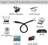 Vista 4 de GINTOOYUN 2 Pack DC Power Pigtails Cable, DC 5.5mm x 2.5mm Male Plug Jack to Bare Wire Open End Power Supply Replacement Repair Cord, for Security