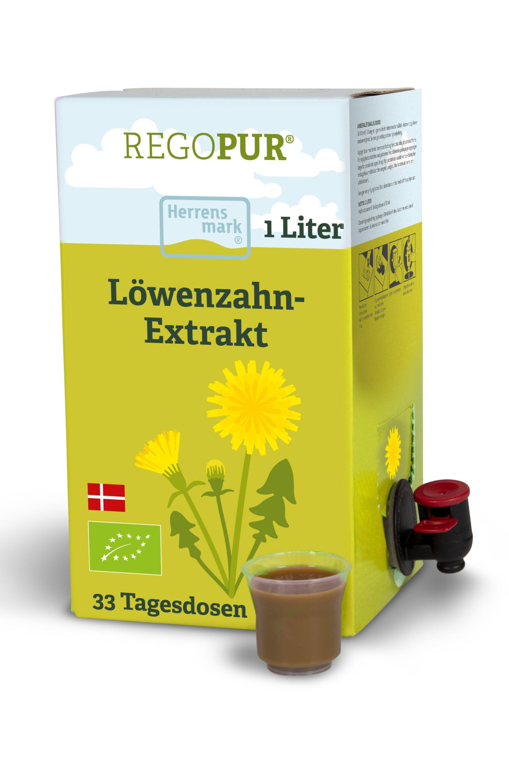 REGOPUR Bio Löwenzahn-Extrakt, 1 Liter I 100% vegan, fermentiert & ohne Zusätze I tägl. Nahrungsergänzung oder 3-Monatskur