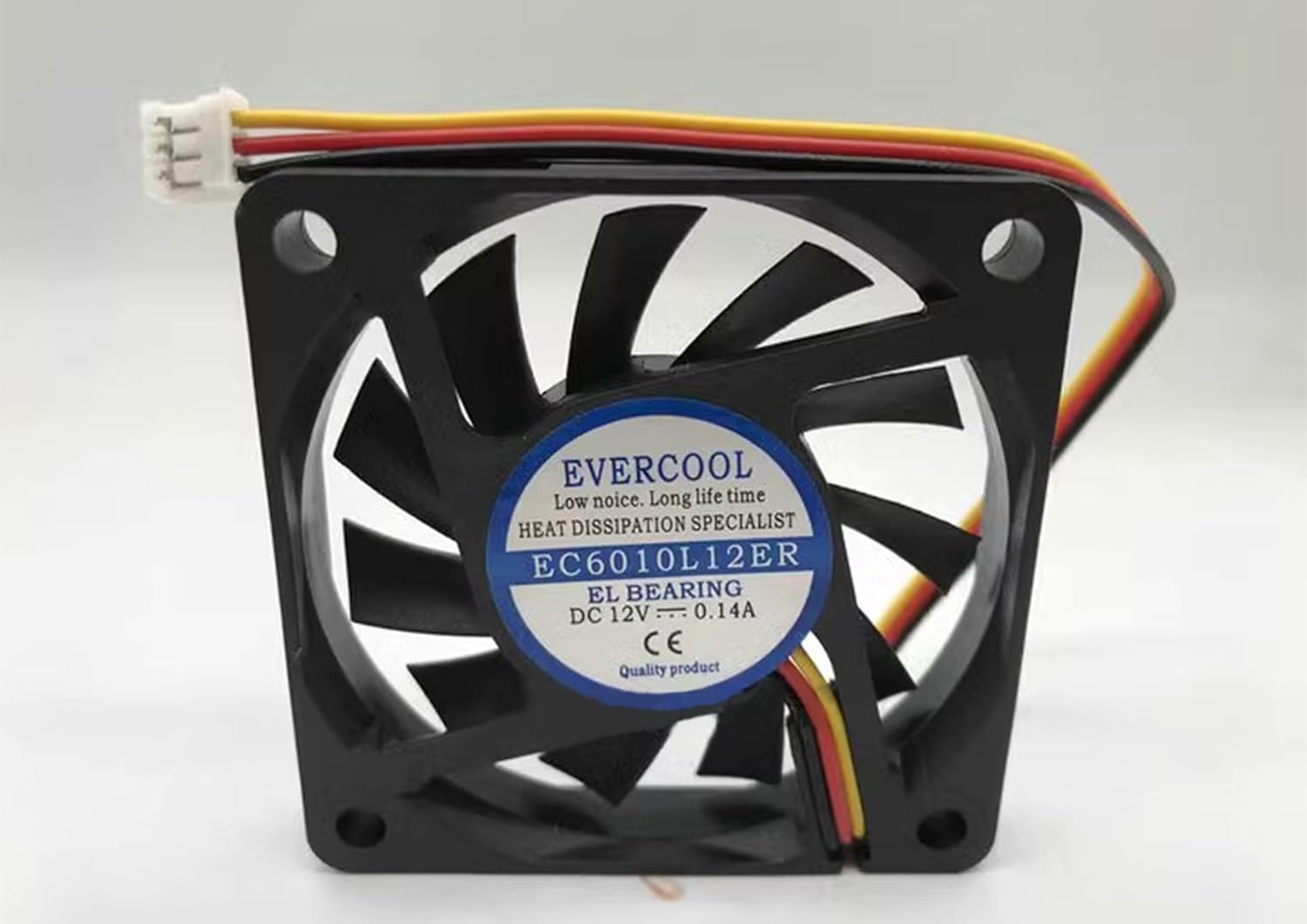 EC6010L12ER DC12V 0.14A 60mm Silent Cooling Fan - 3-Wire Design for Efficient Airflow