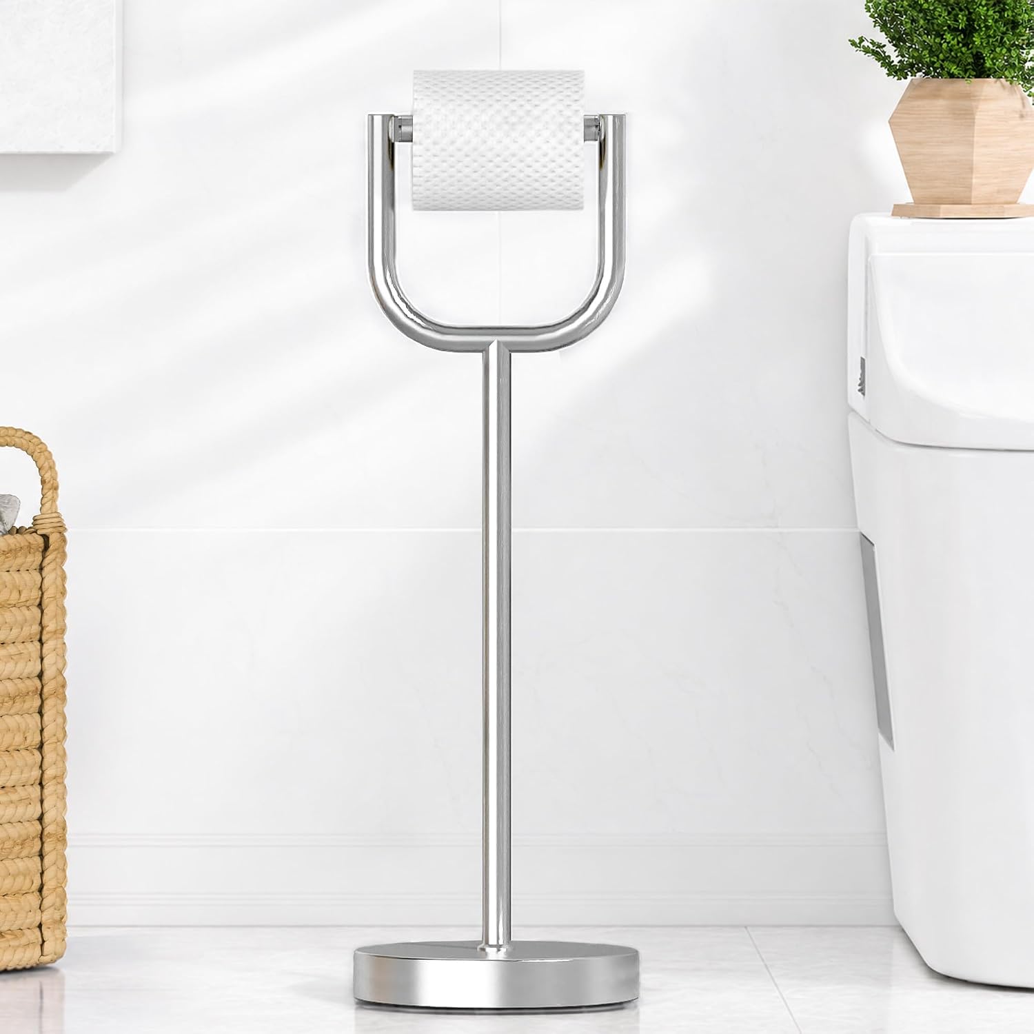 Stainless Steel Freestanding Toilet Paper Holder with 3 lb Base