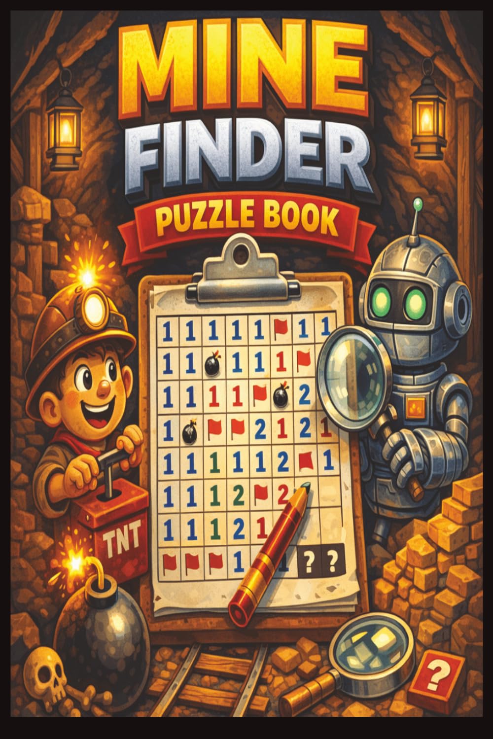 Mine Finder Puzzle Book: Minesweeper‑Style Logic Puzzles on a 9×9 Grid — From Very Easy to Extreme, No Guessing Required | 6x9 inches | 40+ puzzles