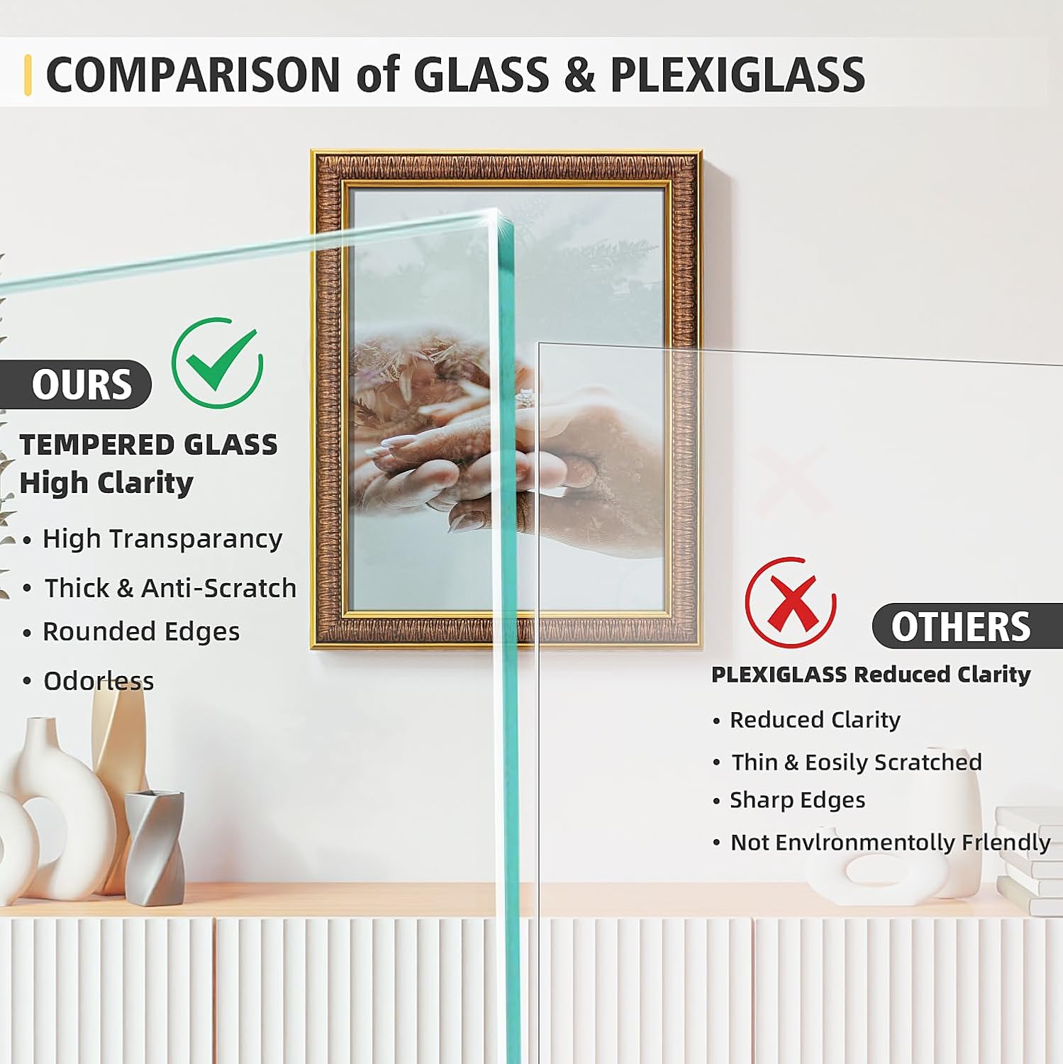 16x24 Picture Frame, HD Real Glass 16x24 Vintage Photo Frame, 16 by 24 Poster Frame with Vintage Gold Border Horizontal & Vertical Display for Tabletop or Wall Decor (1 Pack)