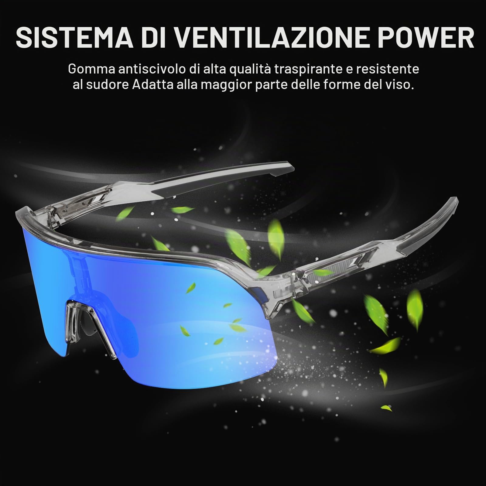 Occhiali da Ciclismo Polarizzati, Occhiali da Sole Sportivi UV400 con 3 Lenti per Uomini Donne Baseball Golf TR90