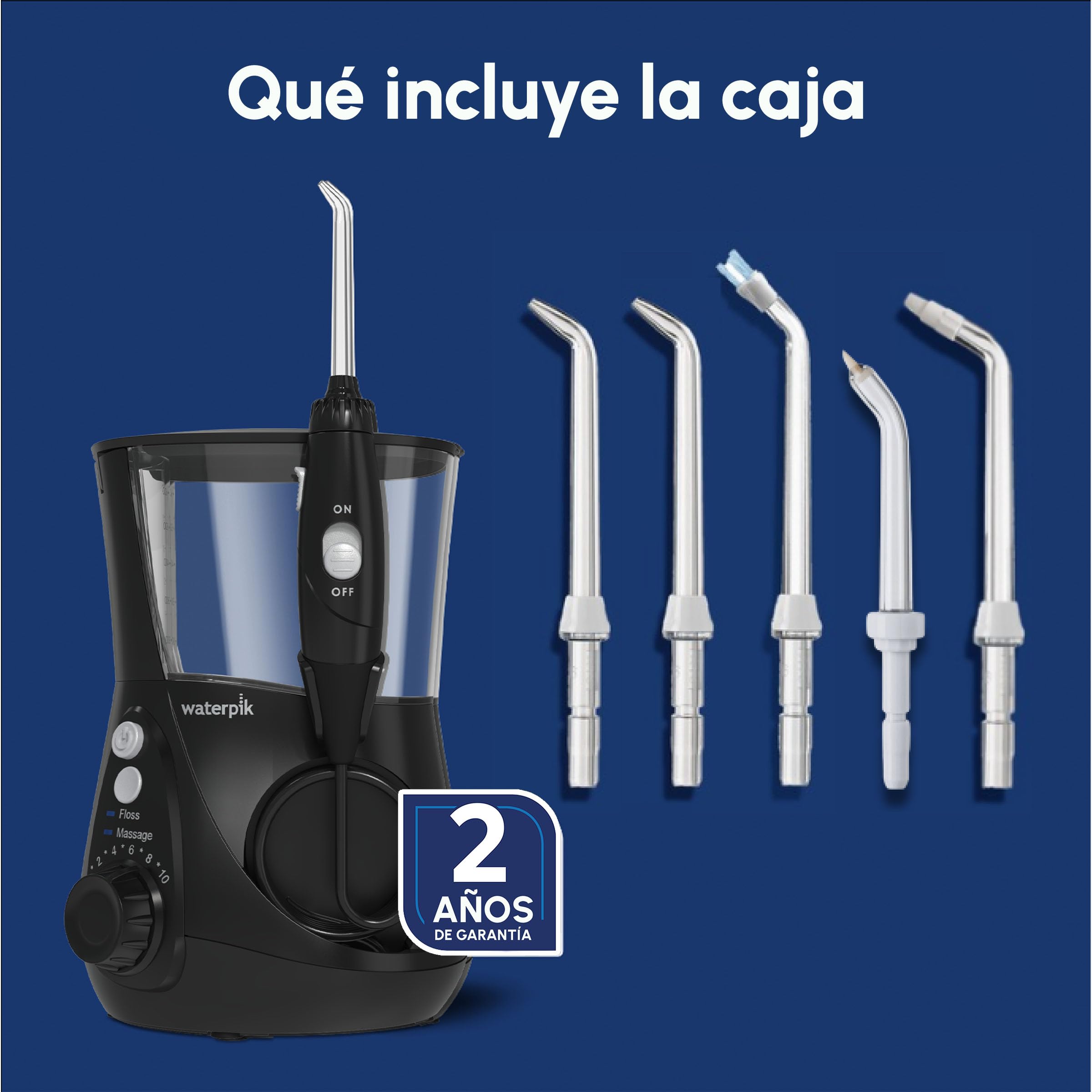 Waterpik Ultra Irrigador Dental Sobremesa Profesional con Agua a Presión y Sistema Avanzado de Control de Presión Mediante 10 Posiciones con 6 Boquillas, Eliminación de Placa Dental, Negro (WP-662EU)