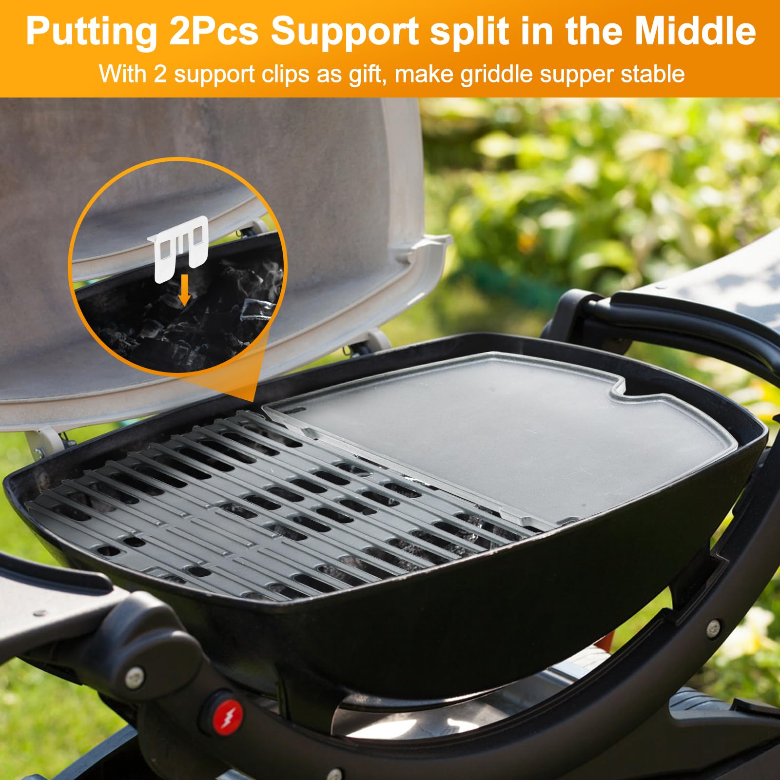 Ricambi per griglia in ghisa per Weber serie Q100, Q120, Q140, Q1000, Q1200, Q1400, piastra crostiera in ghisa da 32,3x21,6 cm, accessori per griglia, confezione da 2 (6558 + 7644 piastra )
