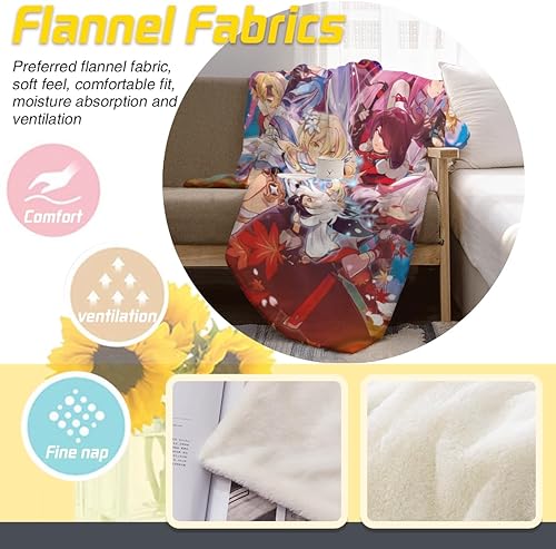Miniatura 7 de Manta de franela de forro polar ultrasuave y ligera para todas las estaciones (50 x 40 pulgadas, patrón de Inazuma-Raiden Yae Miko Ayaka Kazuha)