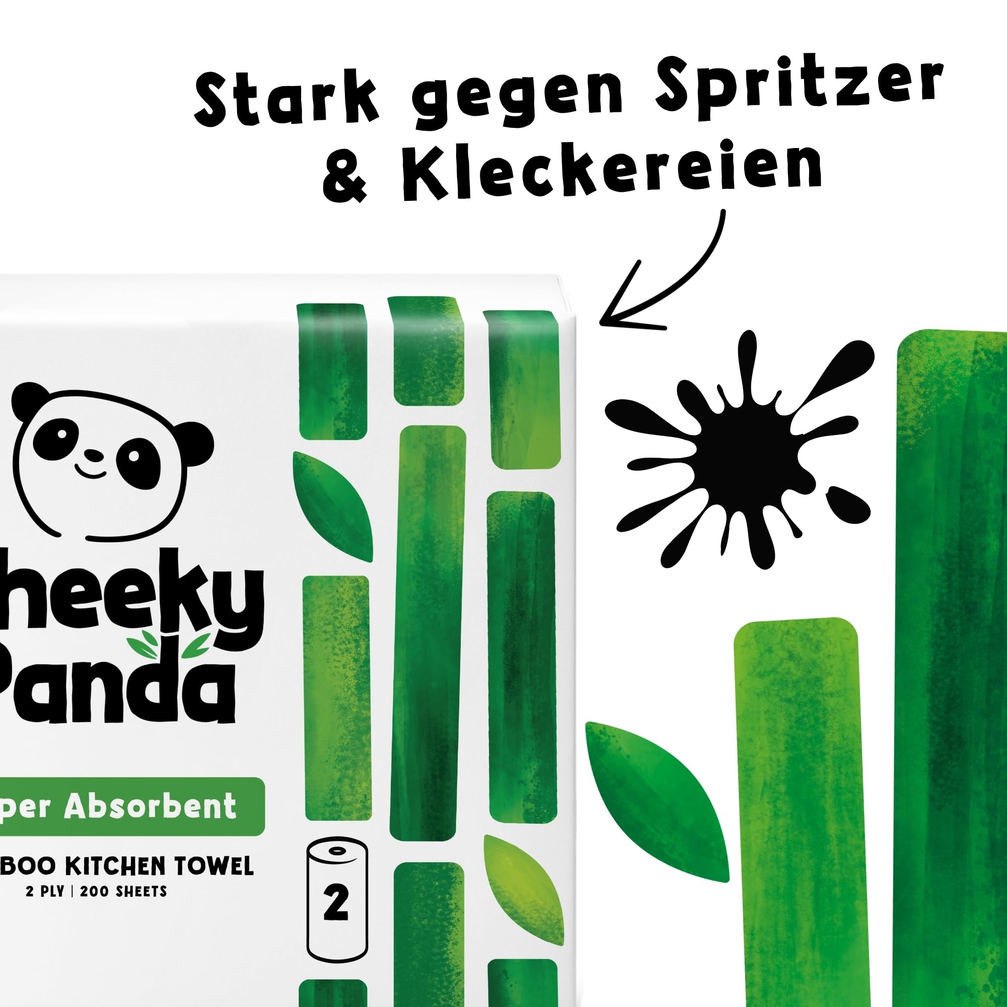 The Cheeky Panda Essuie tout Gros Rouleau | Bambou | 2 épaisseur | 1000 Feuilles | 10 Unités | Ultra Absorbant et écologique
