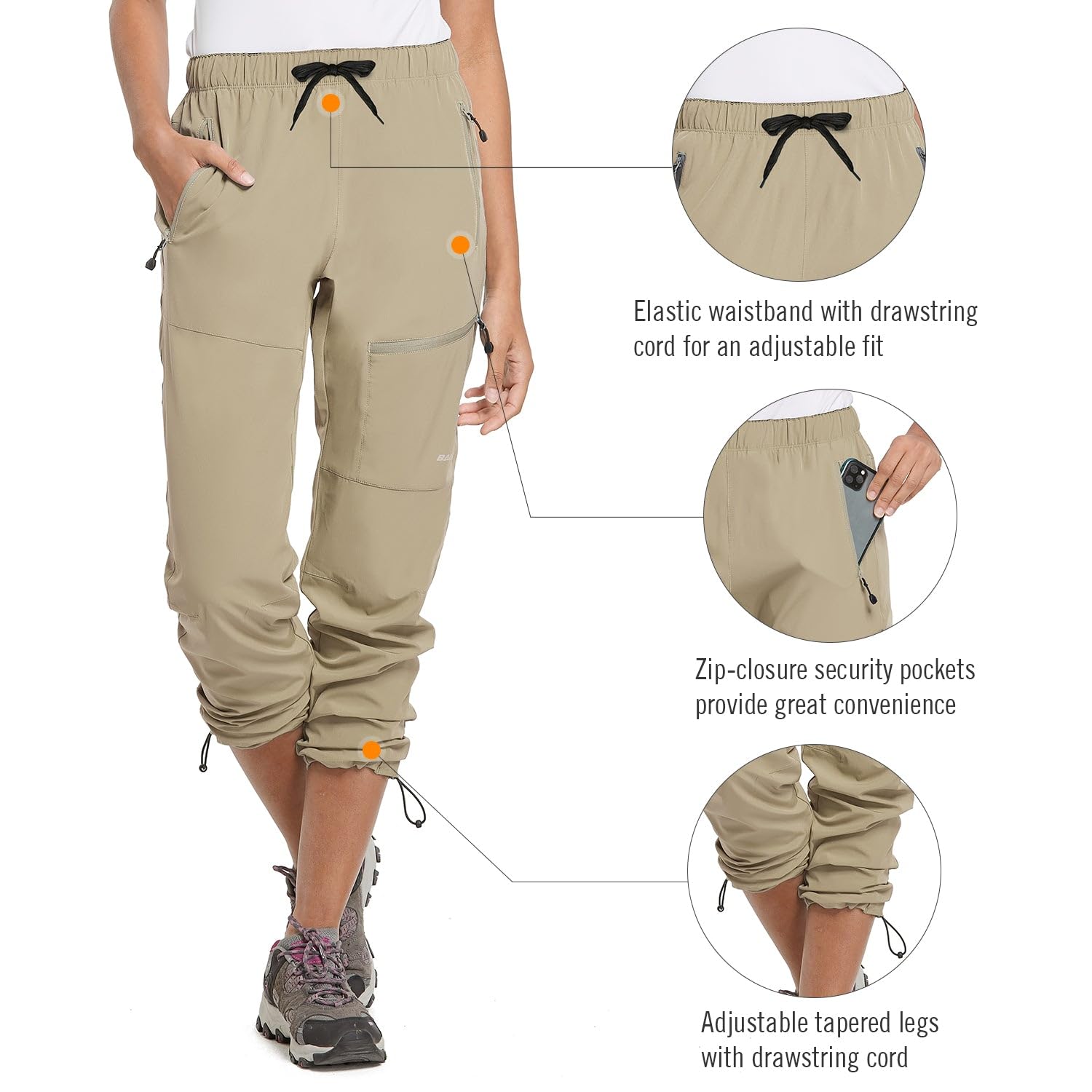 BALEAF Pantaloni Trekking Donna UPF 50+ Asciugatura Rapida Pantaloni Cargo Donna Traspiranti Impermeabile