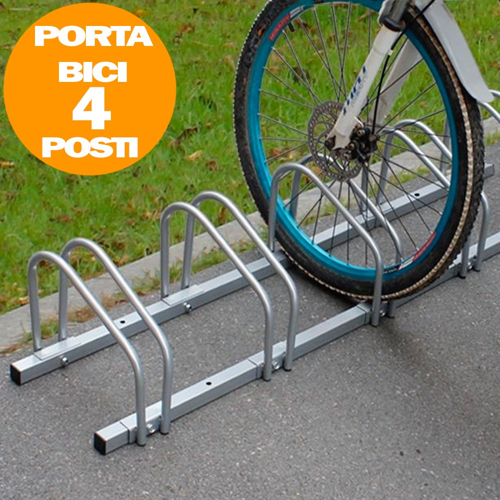 BAKAJI Estante para Bicicletas de Suelo o Pared, Soporte de estacionamiento Exterior para Bicicleta, de Acero, Soporte para Bicicleta con Material de Montaje Incluido