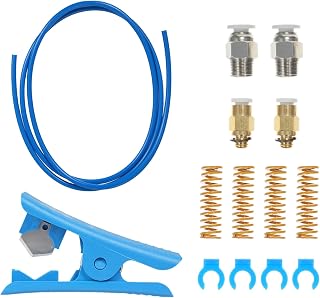 TFixol Kit de manguera de tubo 3D Pr de 100 cm para filame de 1,75 mm con cortador de tubos, 2 accesorios neumáticos PC4-M6, 2 accesorios neumáticos PC4-M8, calcetines Hotend, color azul, compatible