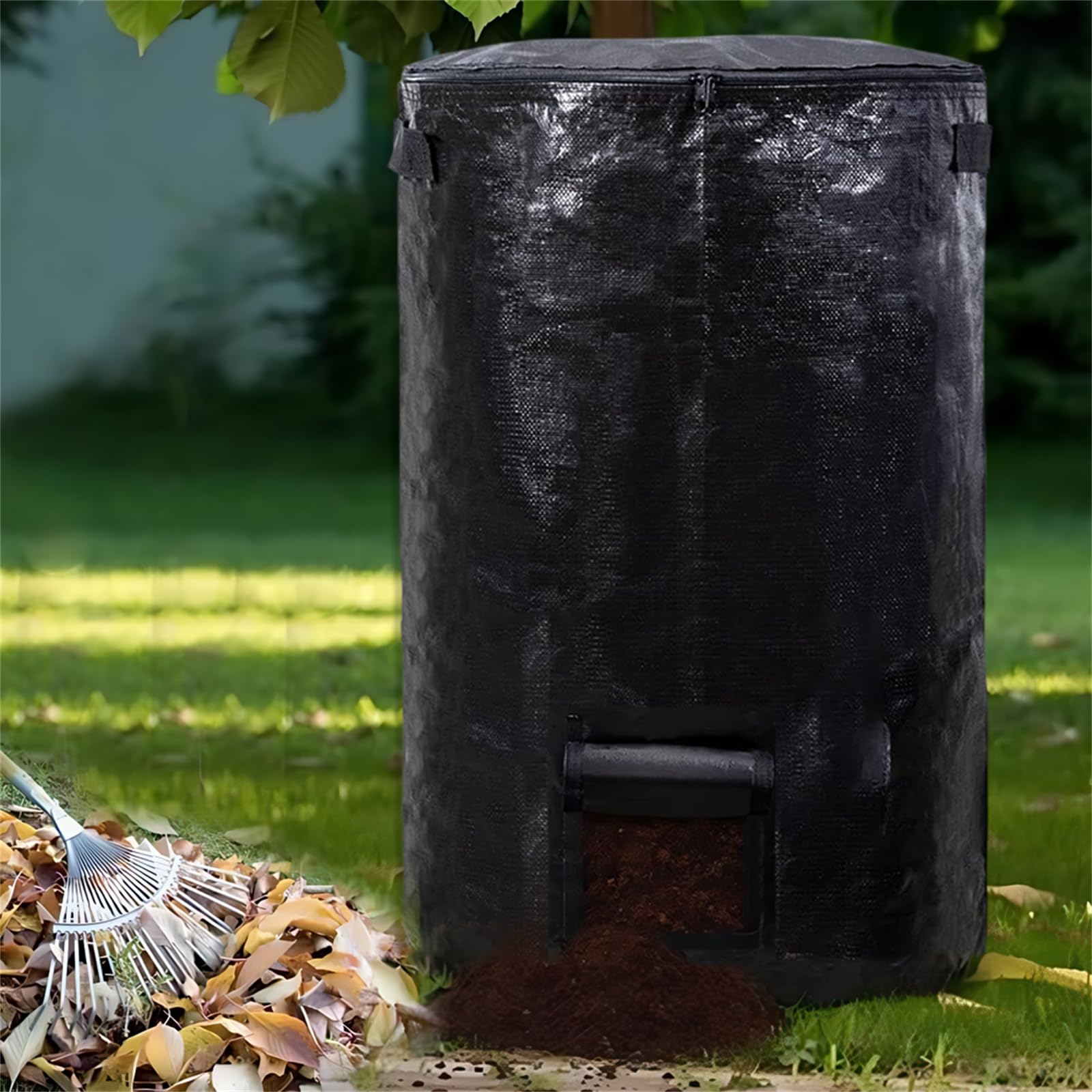 Lot de 2 sacs poubelle à compost extra grande capacité de 300 l (noir, 2 pièces)