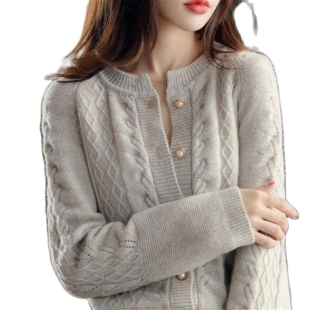 Chaqueta De Punto De Lana De Manga Larga para Mujer