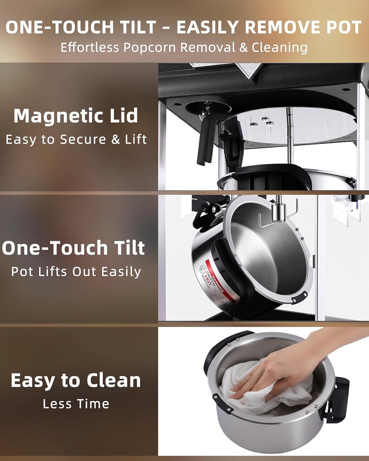 10oz Commercial Popcorn Machine, Popcorn Maker with Easy Detach Kettle, Movie Theater Style Popcorn Machine Cart Makes 40 Cups, Popcorn Maker Machine with Wheels for Home and Commercial Use (Black)