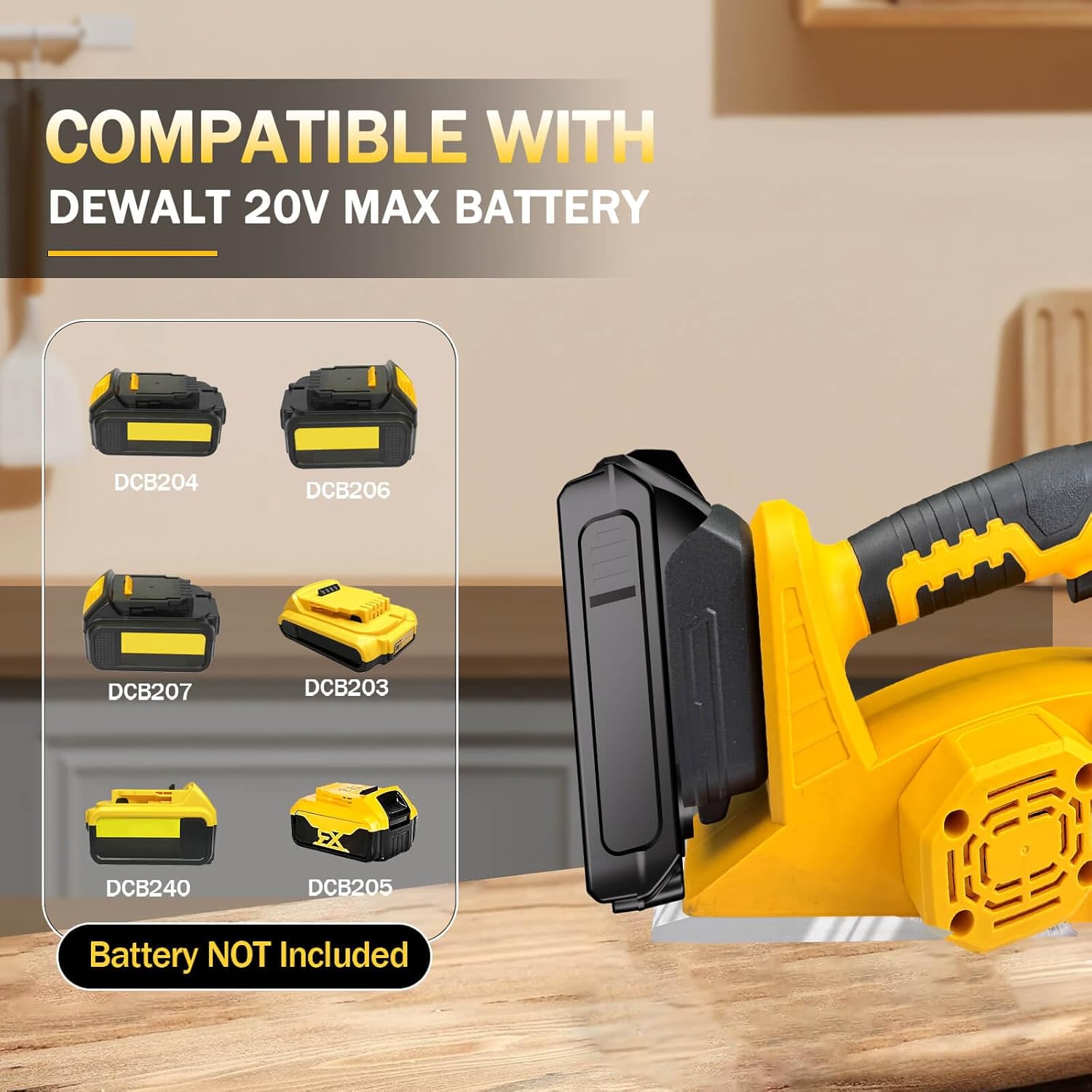 Cordless Handheld Planer for Woodworking – Compatible with Dewalt 20V Max Battery (No Battery), Brushless Electric Power Planer 15000RPM, 3-1/4 Inch Wood Planer for Carpenters & DIY Home Projects