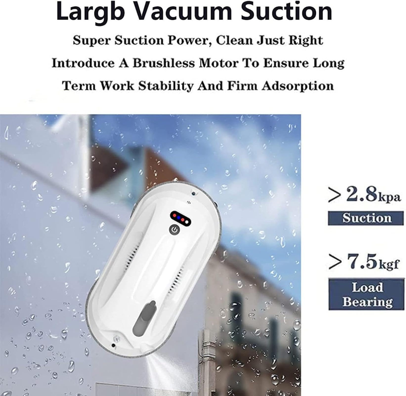 Robot limpiador de ventanas con spray automático de agua, 2800 pa de succión fuerte eléctrica, limpieza inteligente de vidrio, robótica, para exteriores/interiores