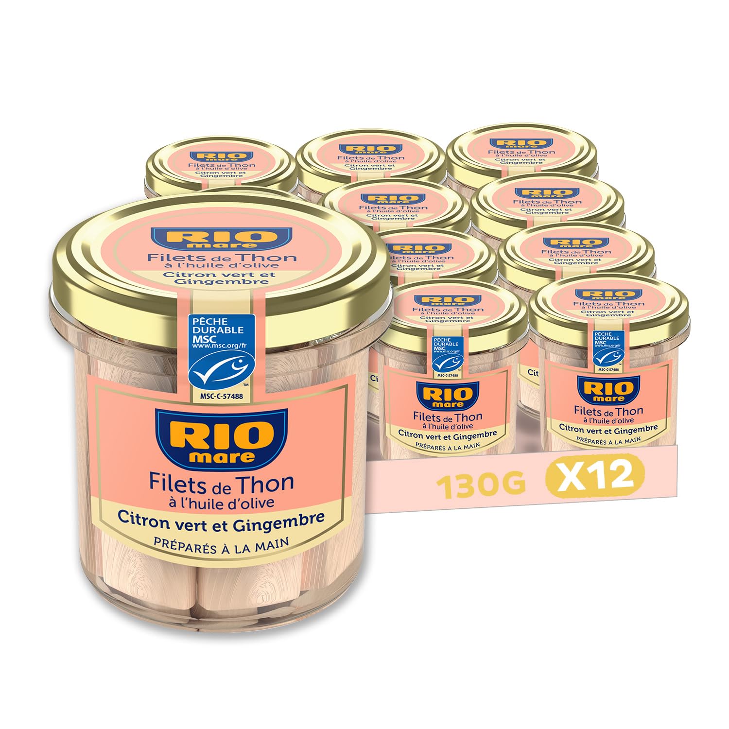 RIO MARE - Filets de Thon MSC Citron et Gingembre - 12 bocaux (130g)
