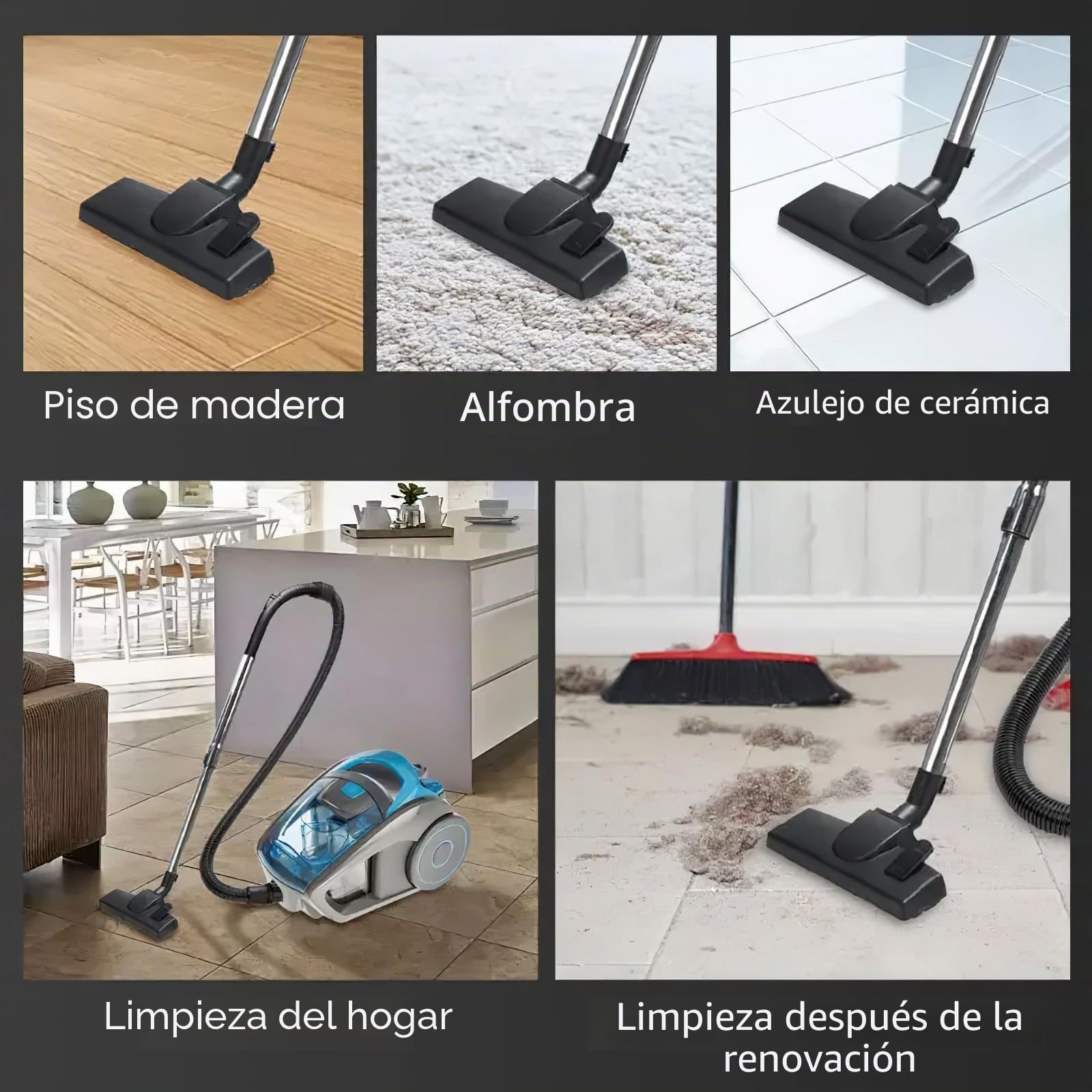 Eznaobo Aspiradora sin bolsa, 2500 W, con filtro HEPA, boquilla de suelo para suelos duros y alfombras, cable de alimentación de 5 m, capacidad de depósito de polvo de 1,5 litros, color azul