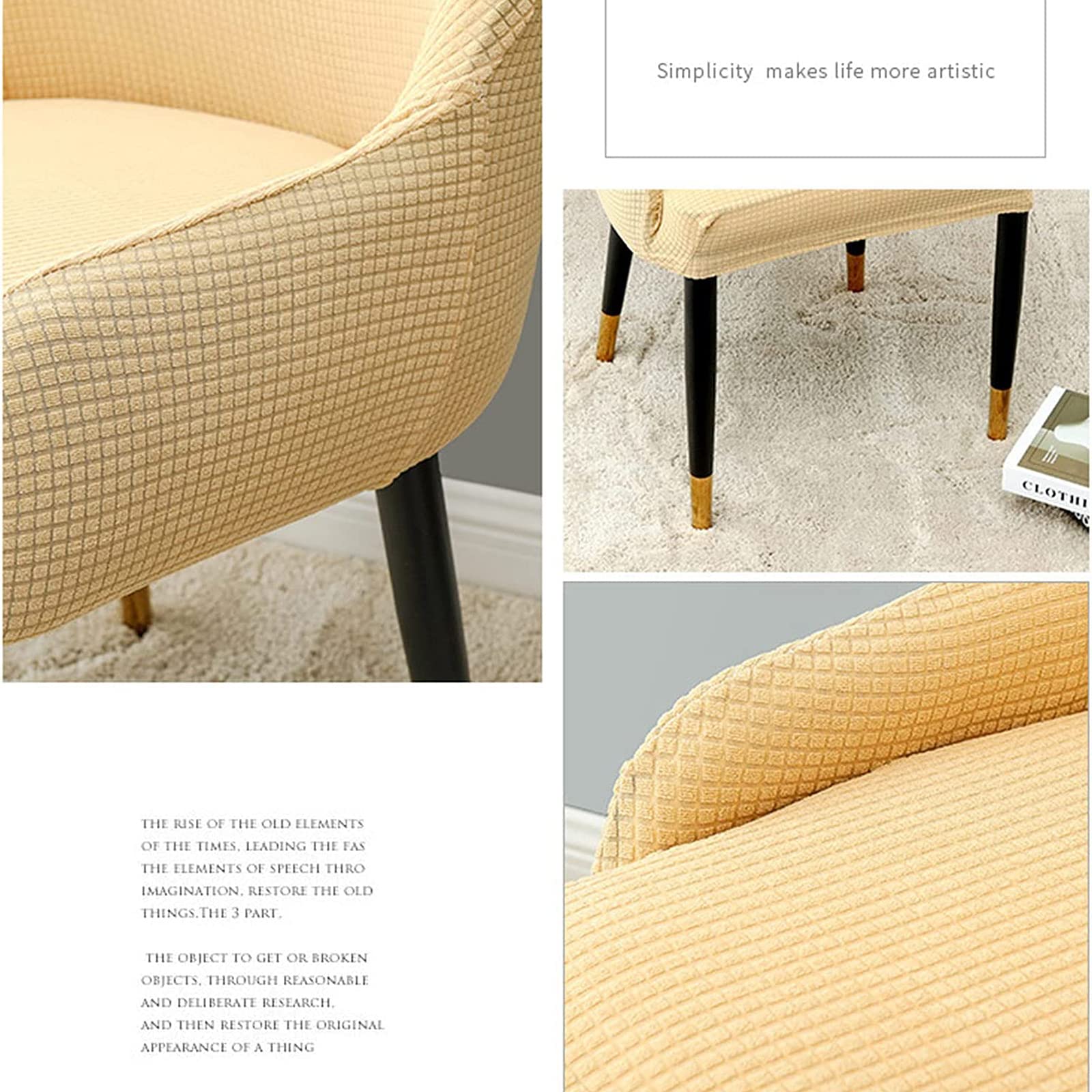 Paquete de 2/4 Fundas para Sillas de Comedor con Reposabrazos Respaldo Curvo Elástico Funda para Silla de Oficina Fundas para Sillones Protector de Asiento para Silla de Comedor