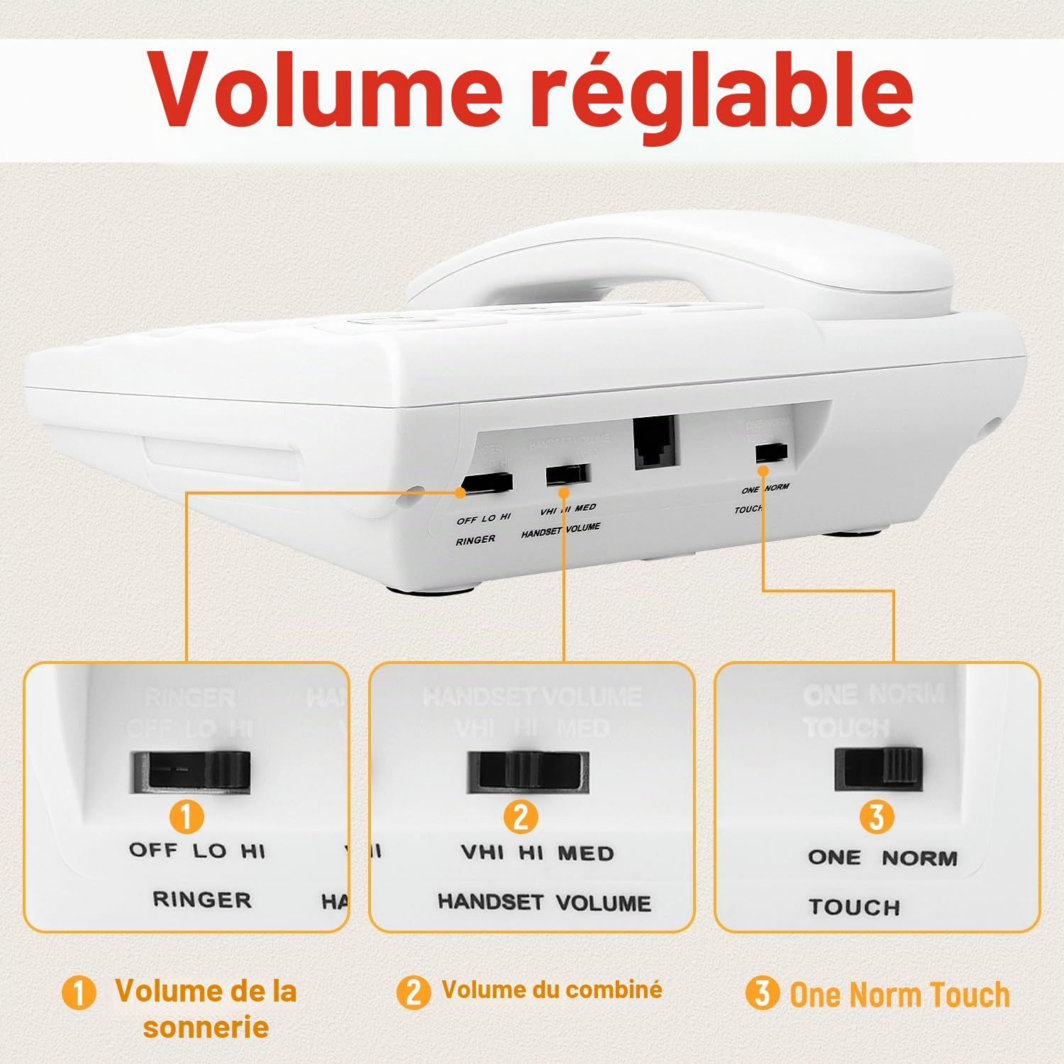 Téléphone à Gros Boutons pour Personnes âgées, téléphones Fixes Uvital pour Personnes âgées avec 10 Gros Boutons de numérotation à Une Touche, téléphone Fixe Filaire avec Bouton d'urgence SOS, Photo