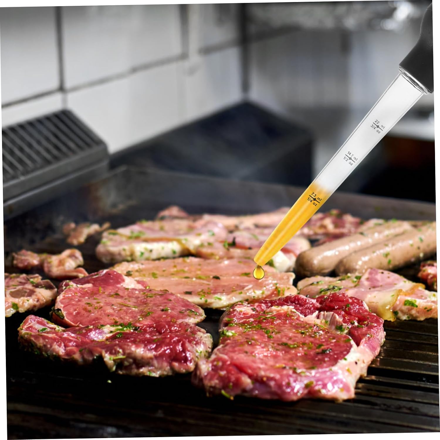 PRETYZOOM Kitchen Oil Dropper Silicone Turkey Baster Pump for Seasoning Barbecue Tool Graduated Tube for Easy Flavor Enhancement Random