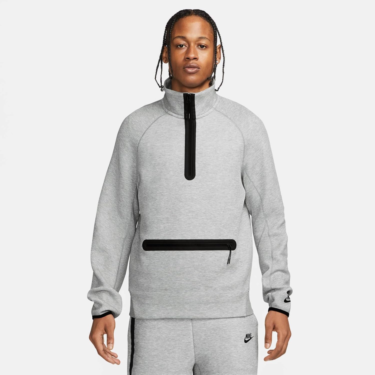 Nike Men's Sportswear Dark Grey Heather/Matte Silver Tech Fleece Half Zip Sweatshirt - 2XL - Image 2