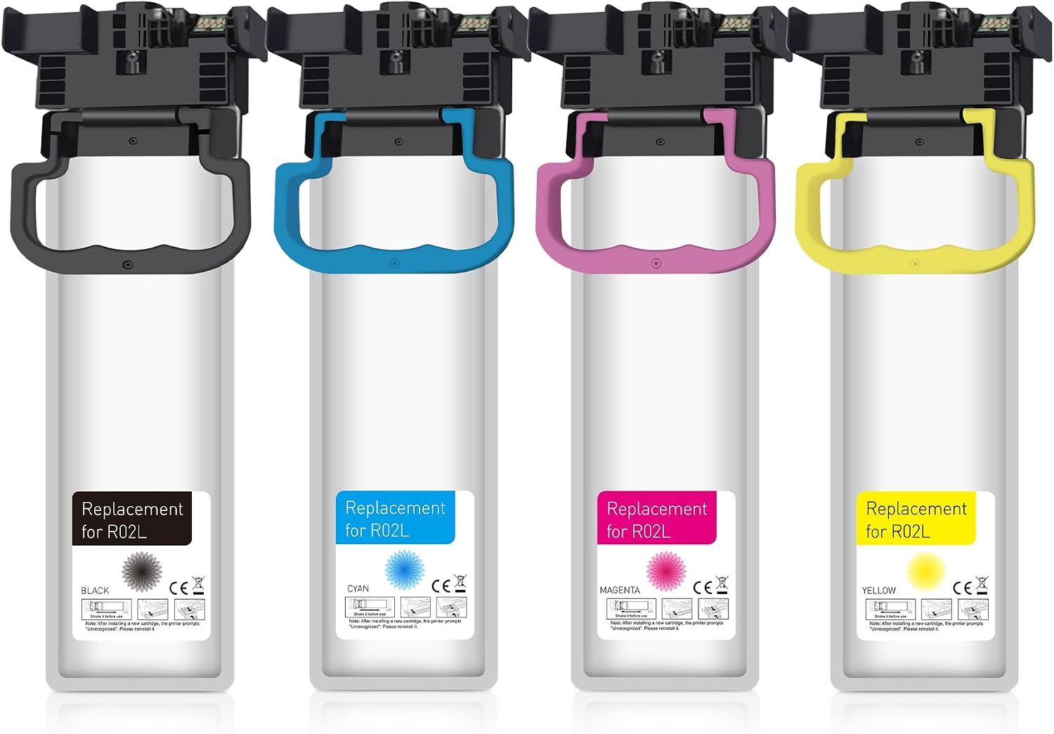 Remanufactured R02L Ink Cartridge R02L120 R02L220 R02L320 R02L420 R02 Compatible with Workforce Pro ET-8700 ET 8700 ET8700 (4 Pack,BK/C/M/Y)