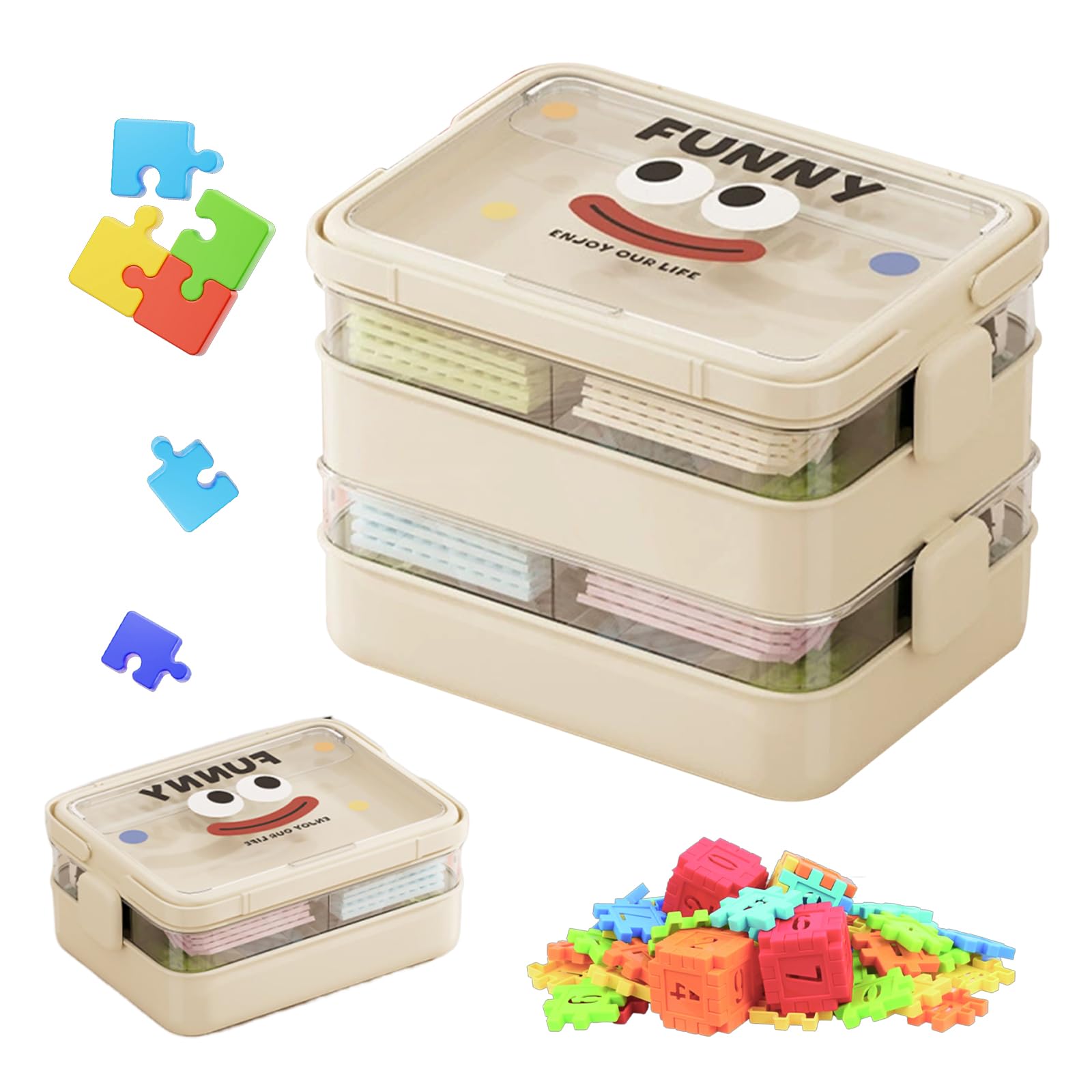 Boîte de rangement empilable anti-perte avec compartiments pour mini jouets et perles
