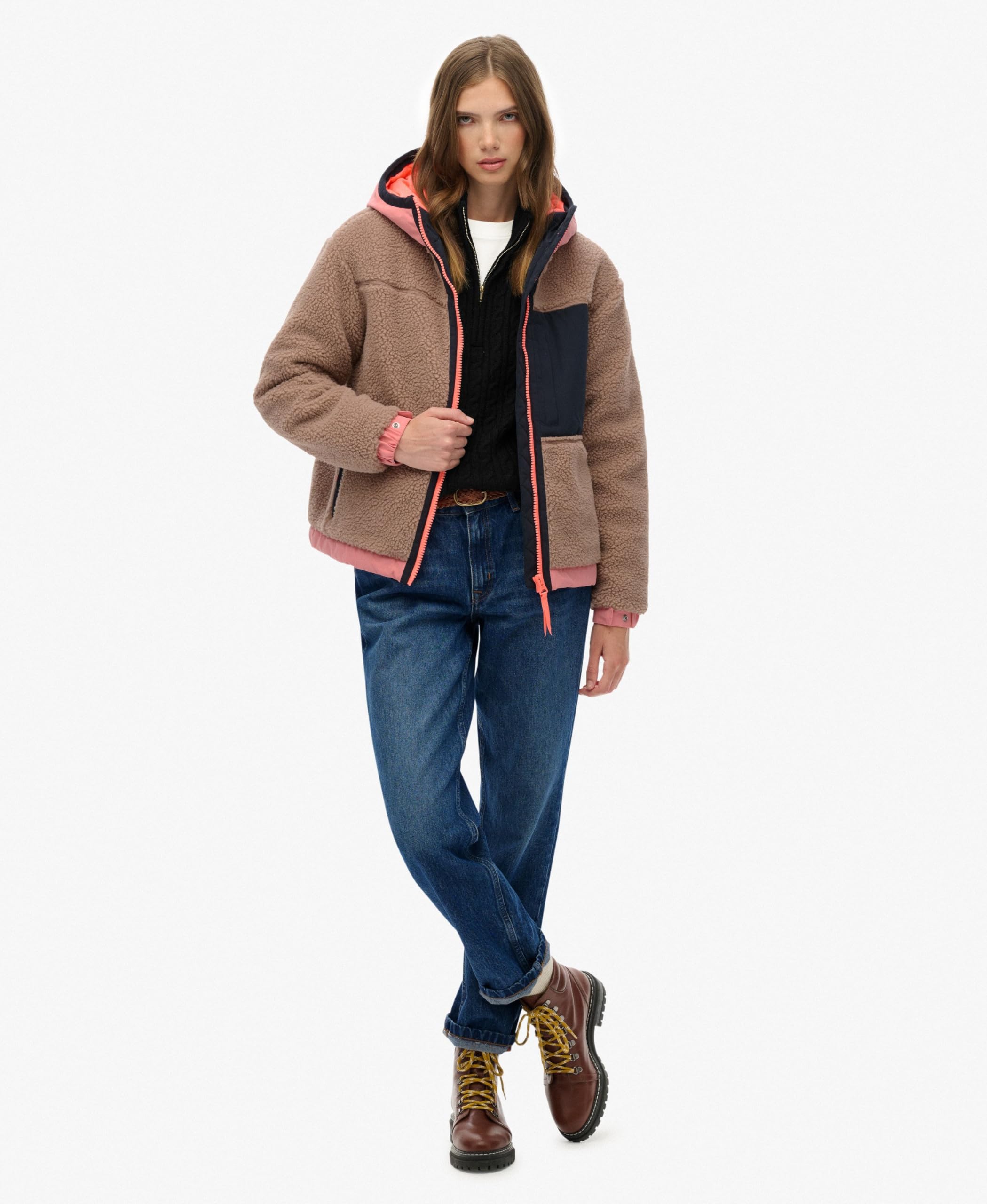 Superdry Damen Vintage Sherpa Fleece Jacke