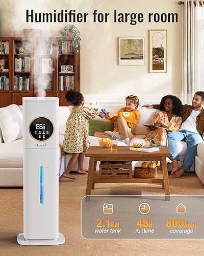Miniatura 2 de Humidificadores para dormitorio, humidificador de 2.1 galones8 litros para habitación grande con difusor de aceite esencial, luz nocturna,