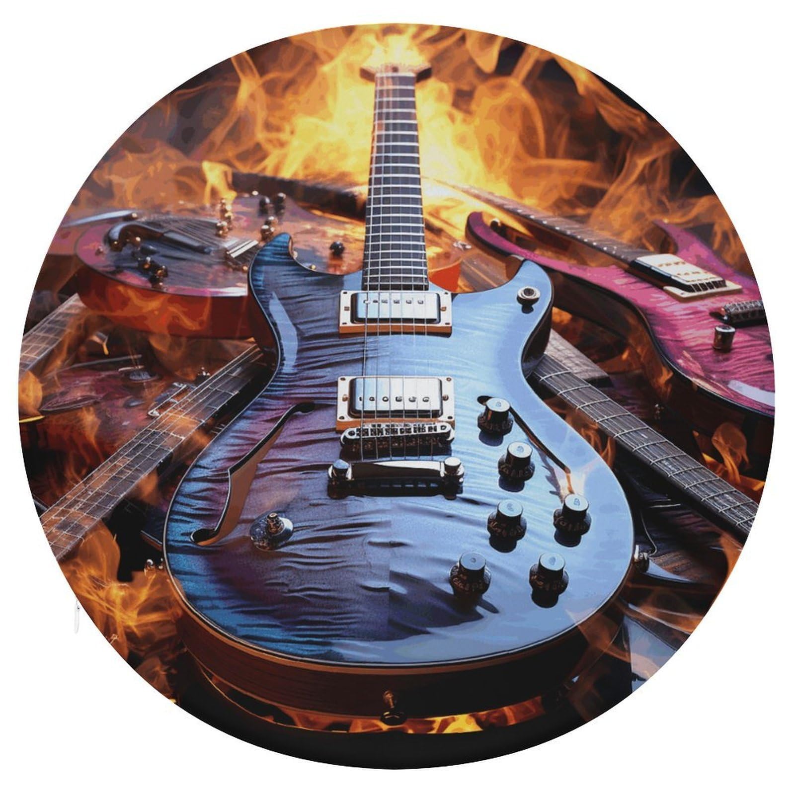 Wsoihfec Style Magic Electric Guitar Music Seat Cushion Round Chair Pad