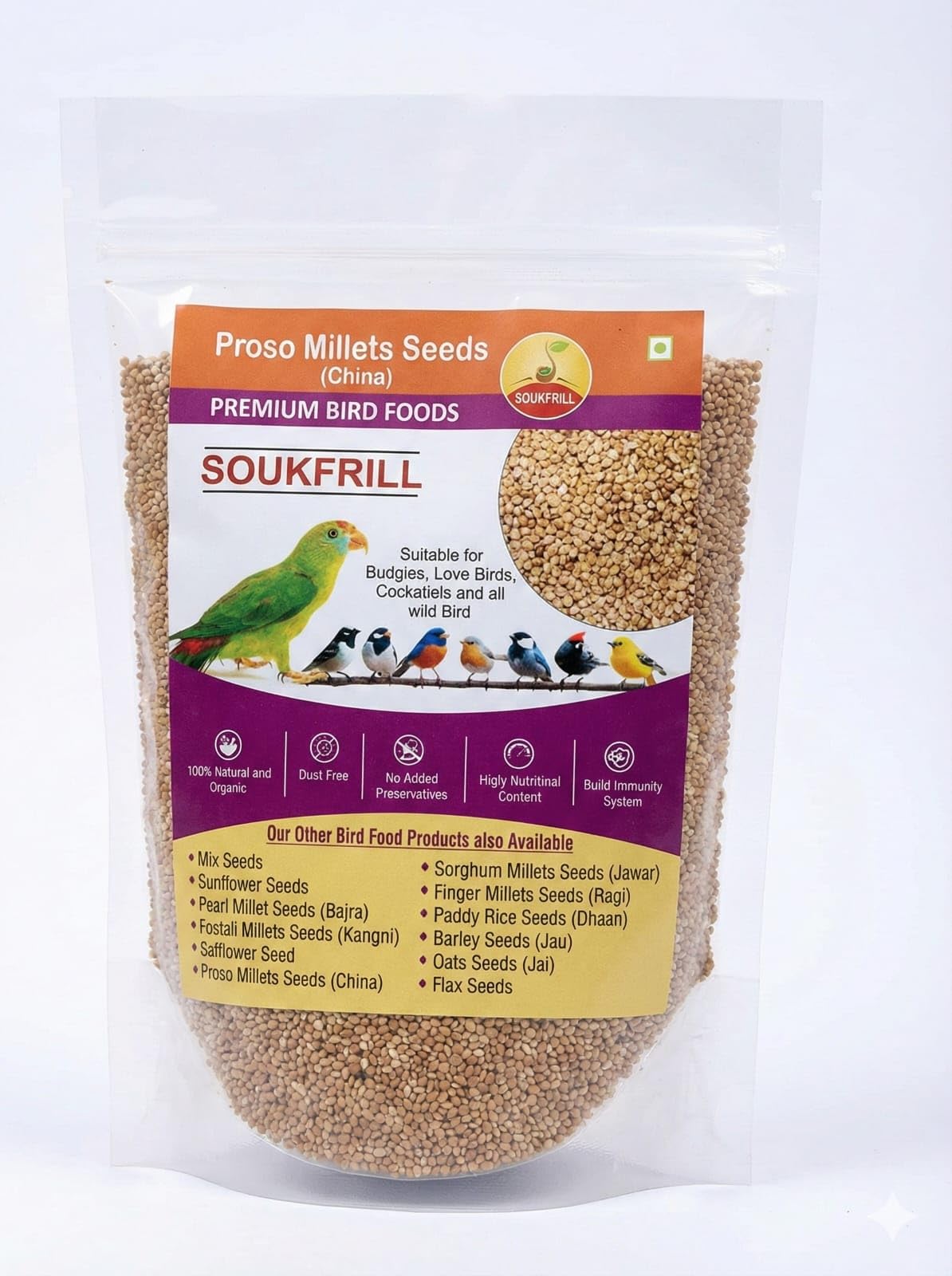 Proso Seeds (Cheena) Big Size Foxtail Millet for Birds, Bird Food for All Life Stages Canary, Finches, Waxbills, Budgies, Lovebirds, Cockatiels, Parrots & Parakeets, 450 g-image-33
