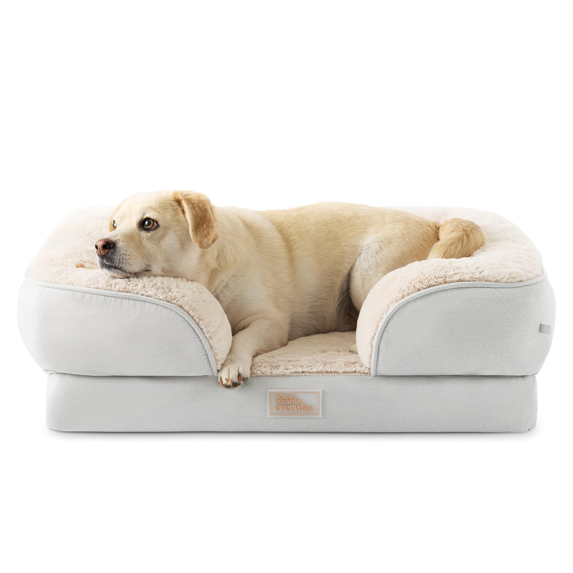 Town & Country Everyday CuddleTown Comfy Solid Bolster Sofa Pet Bed, Supportive & Calming Egg Crate Foam, Non-Slip Bottom, Machine Washable Cover,