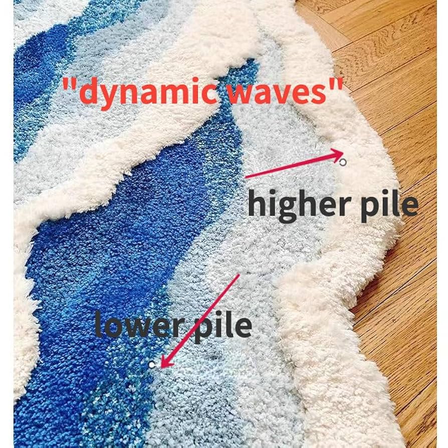 海の波のデザインラグと月夜の海のビニール製マルチクロス 海の波のデザインラグと月夜の海のビニール製マルチクロス