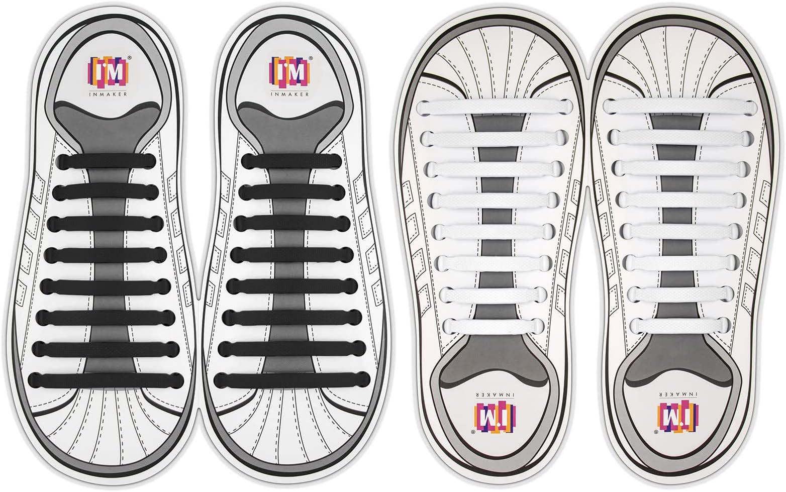 INMAKER No Tie Shoelaces, Pack of 2, Elastic Shoe Laces for Kids and Adults