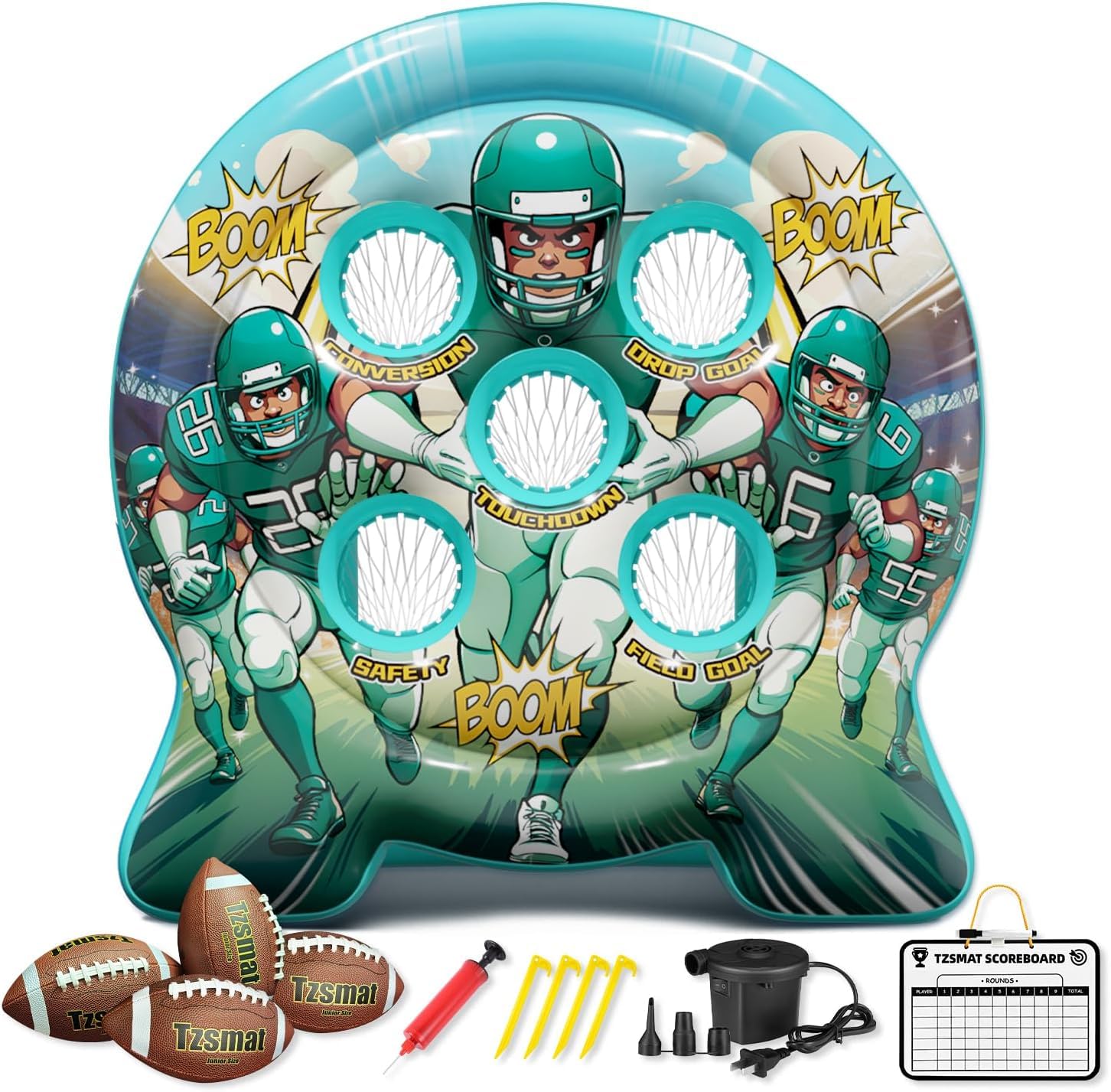 Soccer Goal Toss Game for Kids with Junior Size Soccer Inflatable Toss Toy Funny Carnival Party Game Outdoor Game for